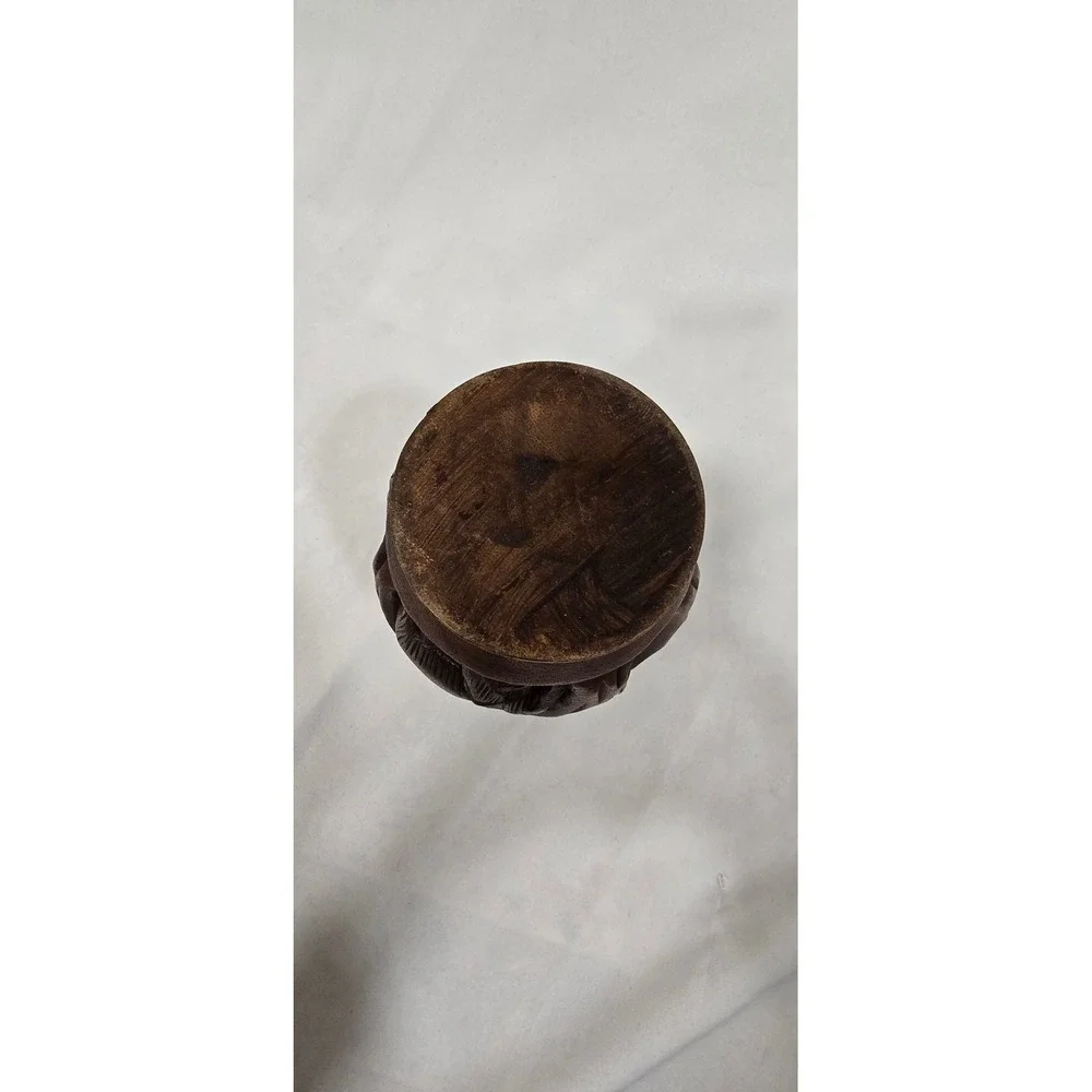 Vtg 1970s hand Carved Wooden Vessel Bowl Vase Elephants safari‎ jungle African